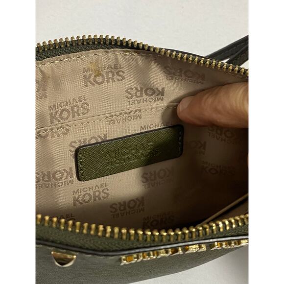 Michael Kors Sandrine Stud Leather Large Zip Clutch/wristlet in Pale Gold - Picture 4 of 8